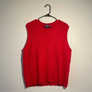 Lands End Red Cashmere Sweater Vest Size Large